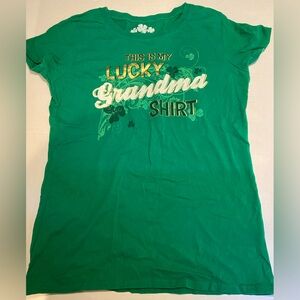 Women’s Saint Patty’s Day Tshirt Short Sleeve Grandma Medium